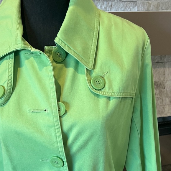 Talbots Green Belted short Trench style coat size 10 - Picture 5 of 15